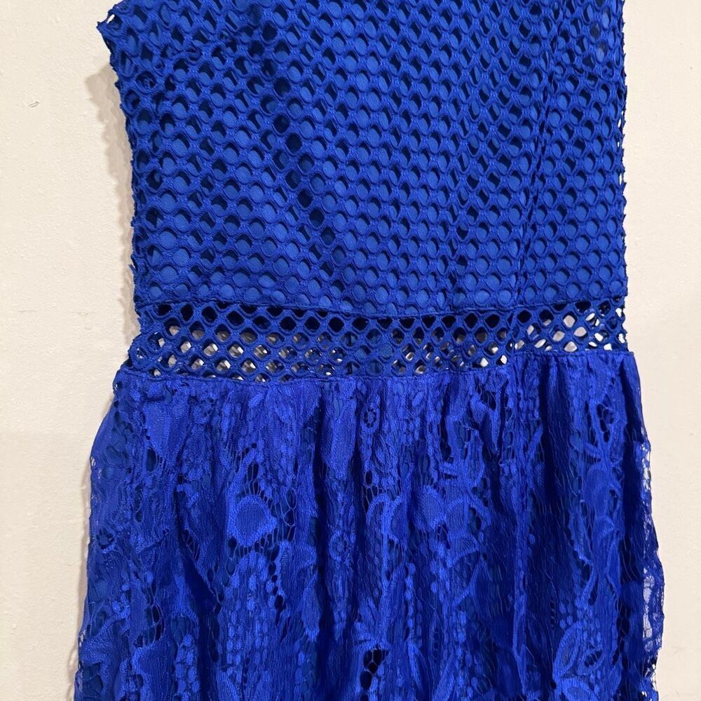 Rhapsody Crotchet Royal Blue Mini Dress Size Medium - Picture 3 of 5